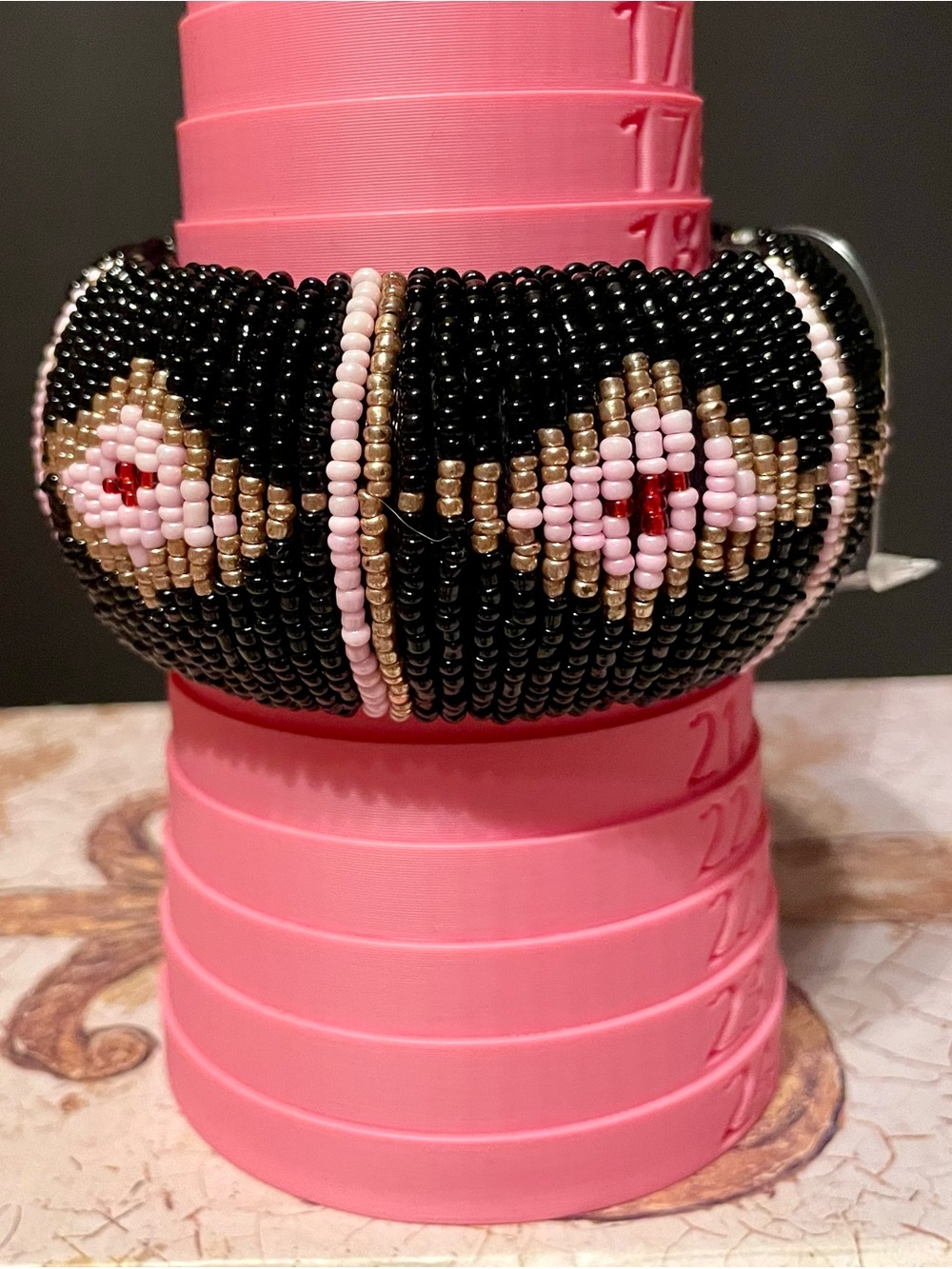 Seed Bead Southwestern Chunky Domed Bangle - Picture 4 of 6
